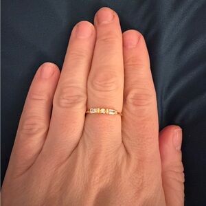 Elegant Gold-plated Ring with Clear Stones